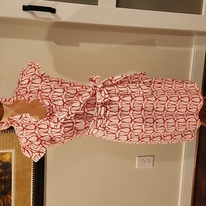 Elizabeth McKay wrap dress with ruffle standup collar